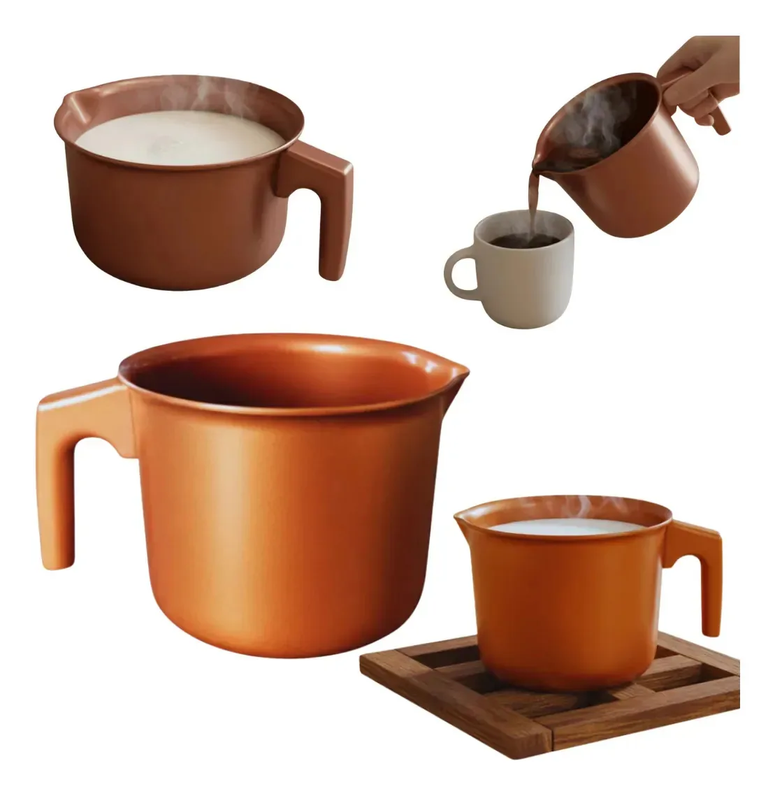 Leiteira Fervedor Rev Cerâmico Antiaderente Cobre 1,1 Litros Dourado-escuro