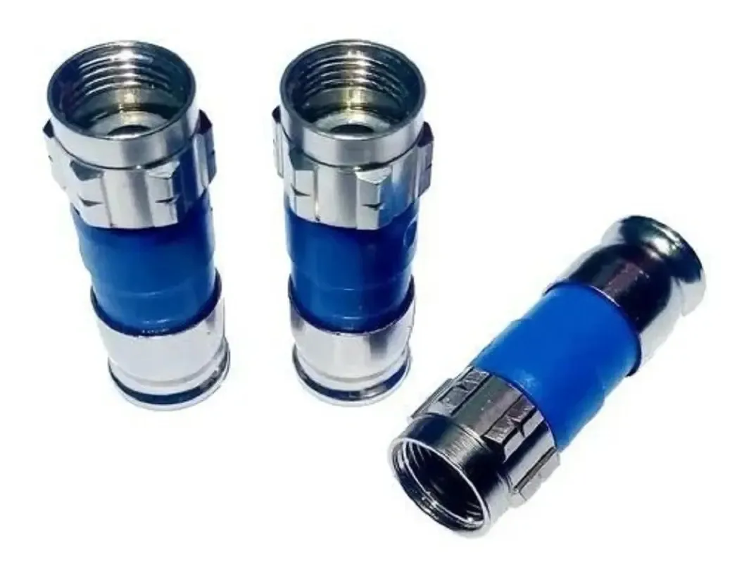 50 Conectores Rg6 Profissional Para Cabo Coaxial De Antena Prateado