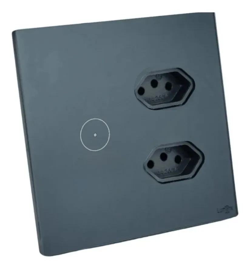 Interruptor Inteligente Wi-fi 1 Botão E 2 Tomadas 4x4 Lumenx Grafite 10a