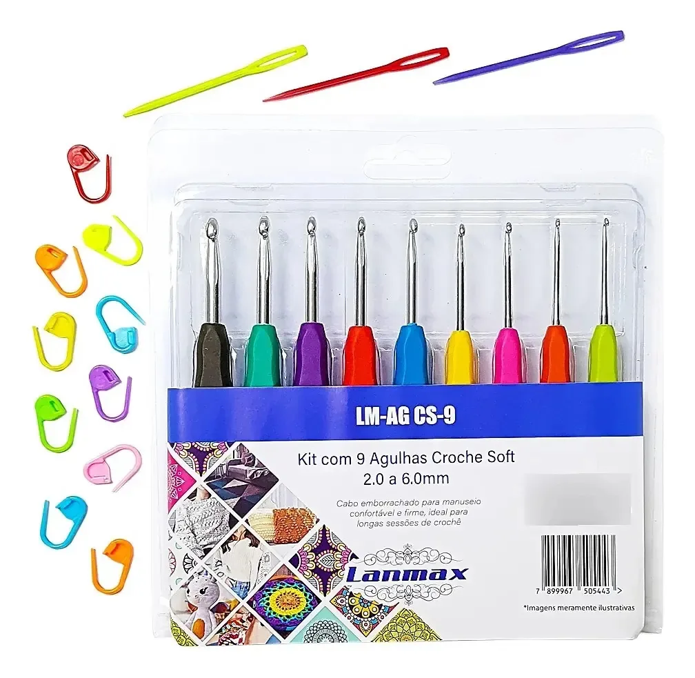 Agulha Tricô Lanmax Kit 9 Agulhas + 10 Marcador + 3 Agulhas Variados