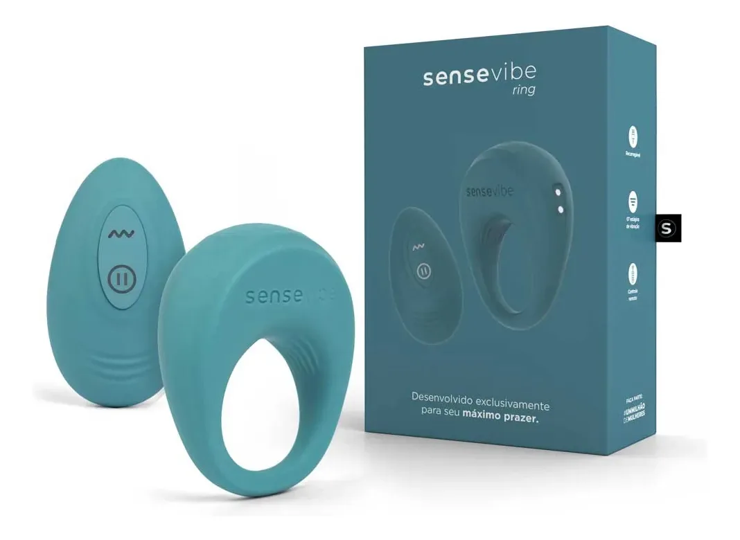 Anel Vibratório Recarregável Sensivibe Ring Azul-celeste