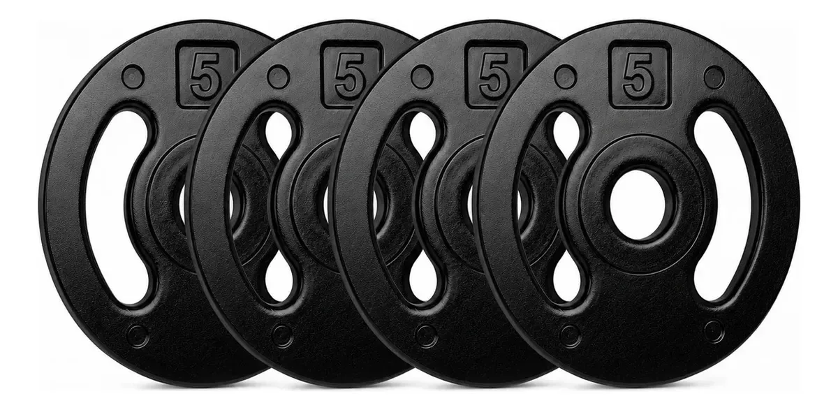 Kit 4 Anilhas Injetadas De 5kg Peso Musculação Academia Treino Funcional Fitness Exercícios De Força Uso Residencial E Profissional 20kg Total