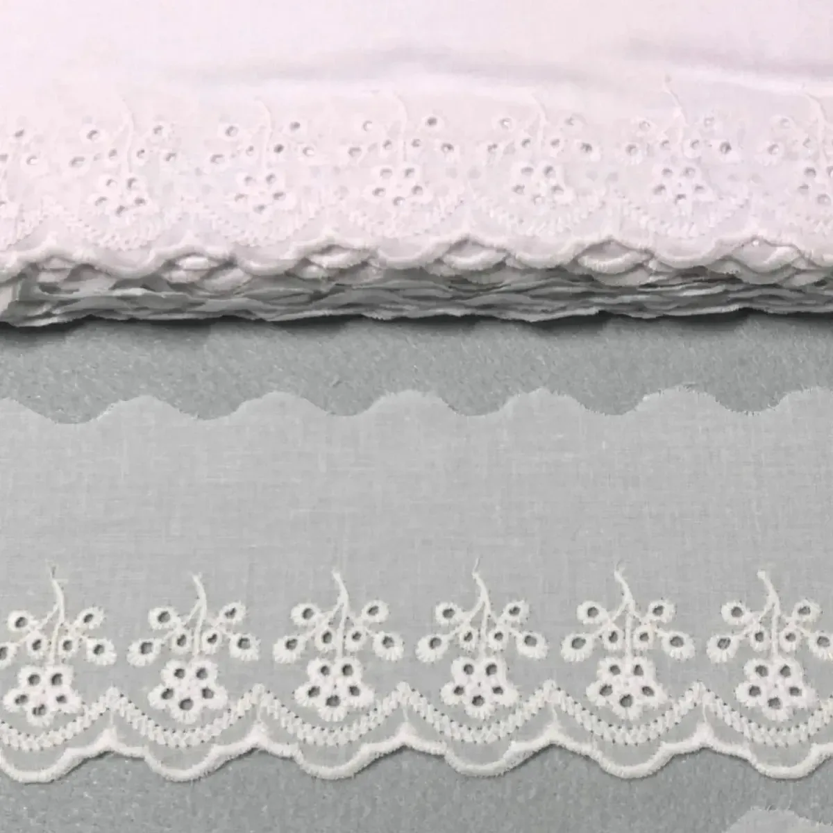 Bordado Inglês 100% Algodão Largura 10,5cm - 13,7mts Peça Branco