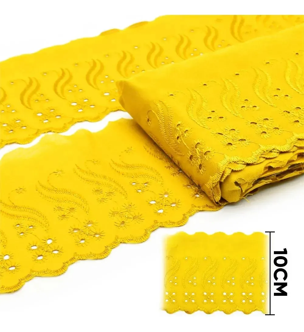 Bordado Inglês 10,0cm Bp088 Amarelo Ouro - 13,7 Metros