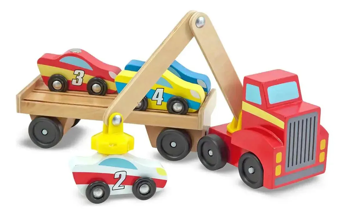 Brinquedo Caminhão Cegonha Madeira Magnético Melissa & Doug