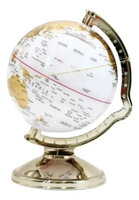 Cofre Globo Mapa Secreto Elegante Plástico Resistente Globo Branco com Dourado