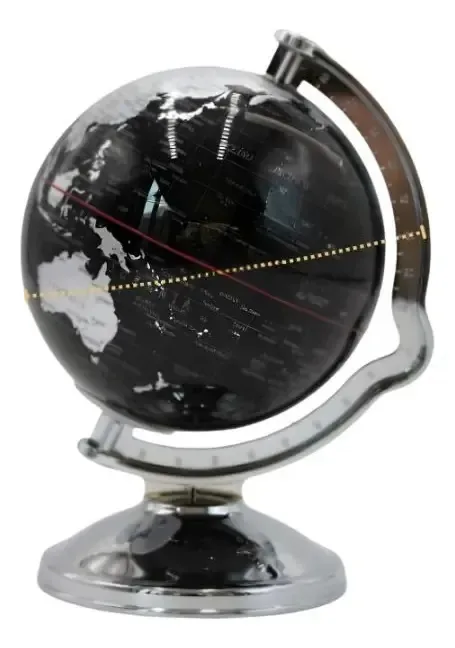 Cofre Globo Mapa Secreto Elegante Plástico Resistente Globo Preto com Prata