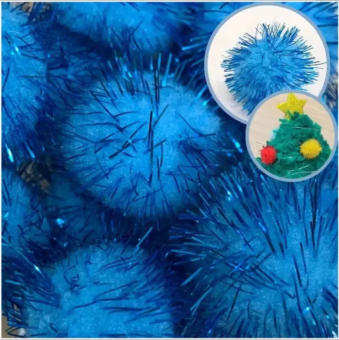 Pompom Solto Com Lurex Luli 30mm Pacote Com 20un Cor Azul Bebê
