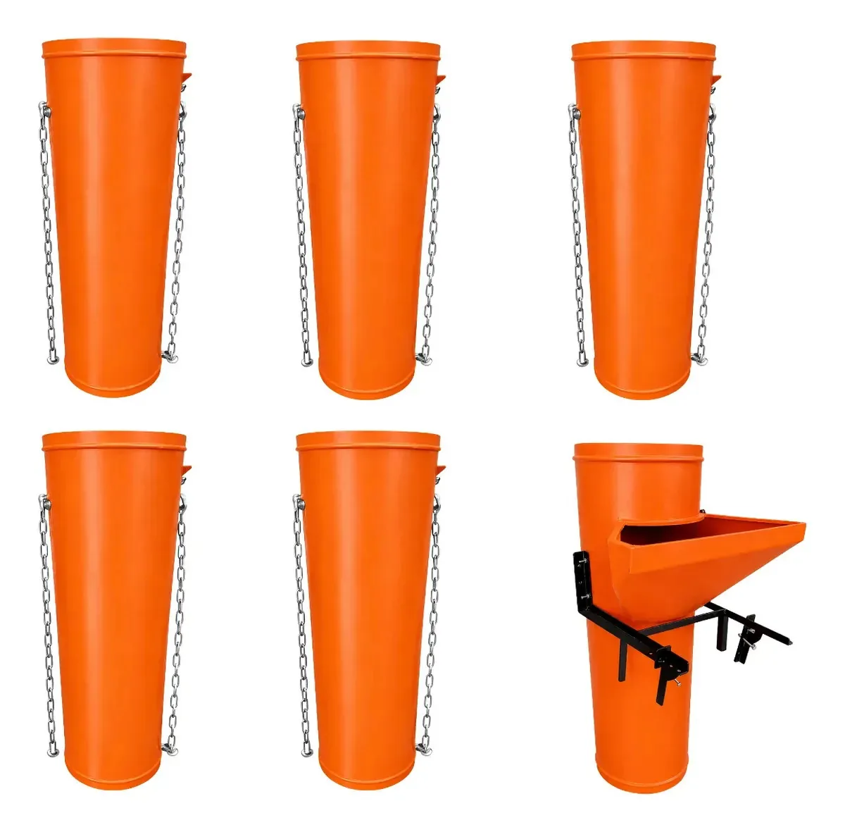 Kit Condutor Entulho 5 Dutos Reto 1 Duto Com Boca E Suporte Laranja