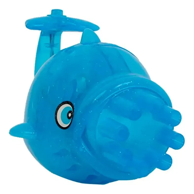 Brinquedo Lança Bolhas De Sabão Golfinho 8 Bicos E Luz Azul