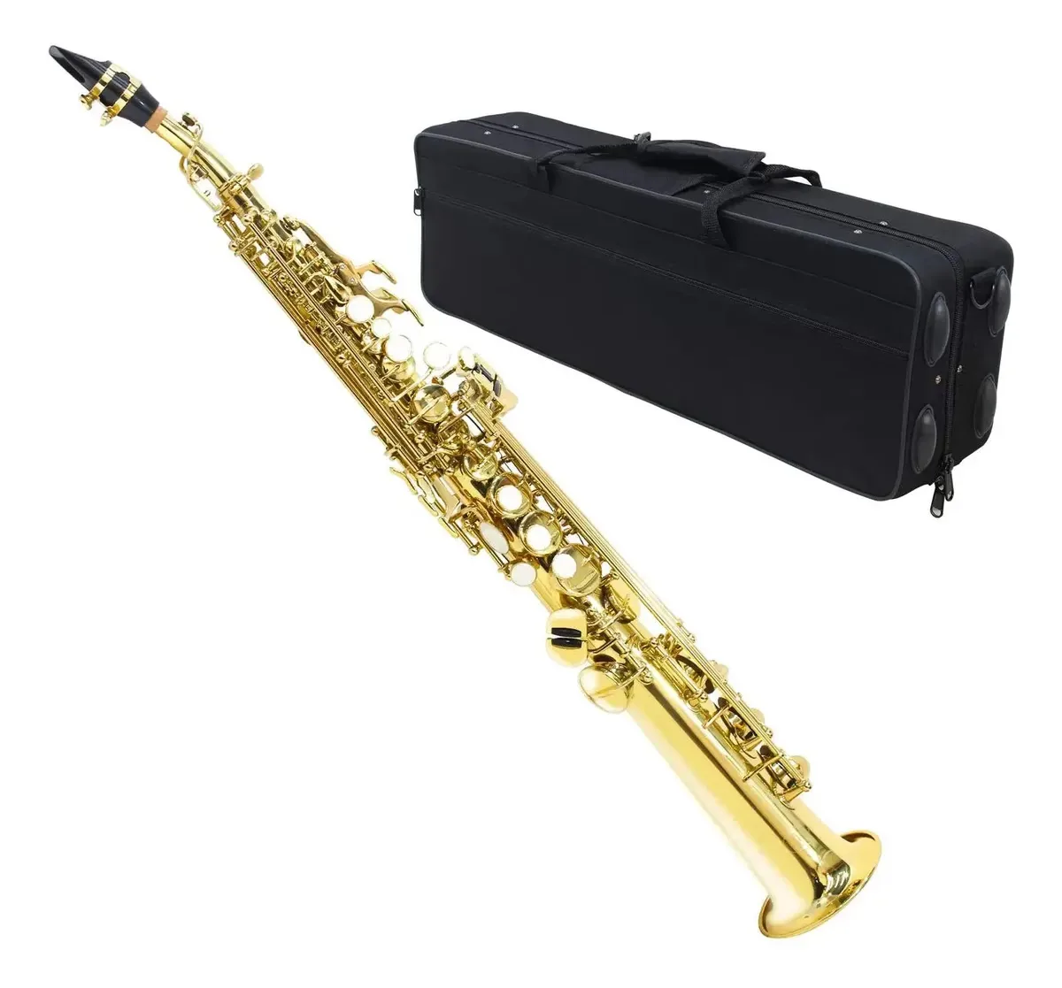 Saxofone Soprano Reto Bb Sib Bemol Laqueado Com Case