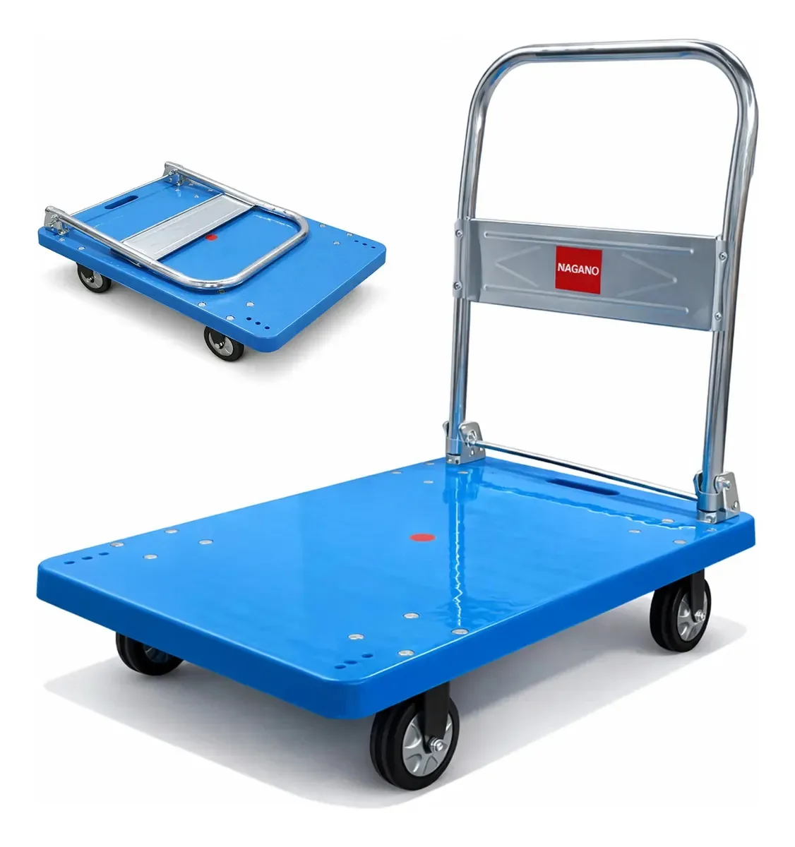 Carrinho De Carga Plataforma Dobrável 300kg Aço Azul
