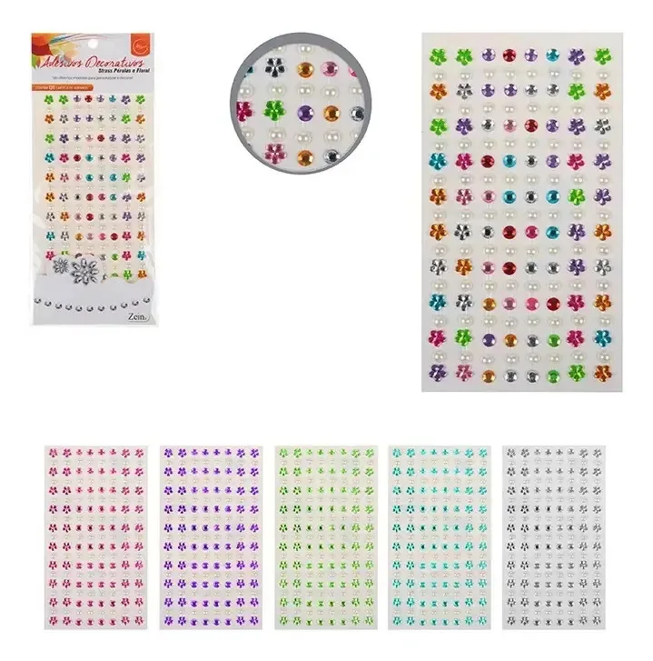 Adesivo Strass Perola E Flores