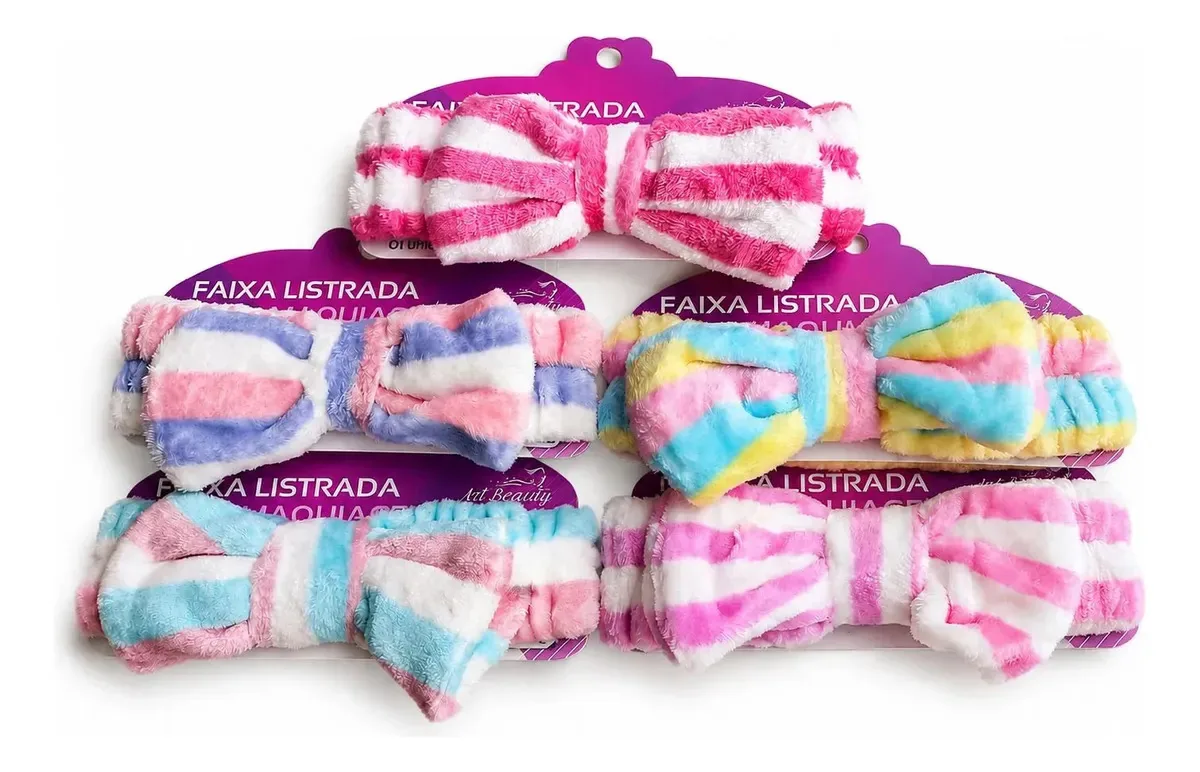 Kit Skincare Maquiagem 2 Faixas De Cabelo Variados Listras