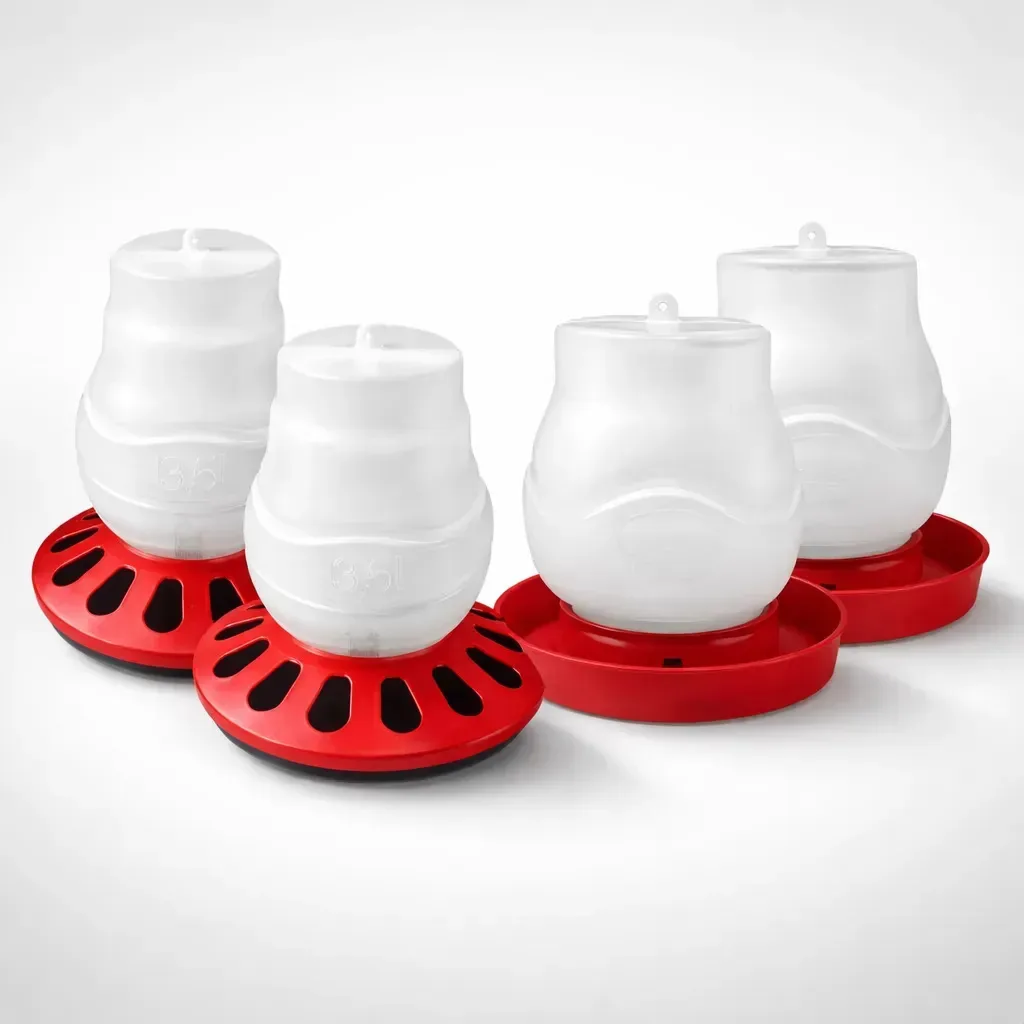Kit 2 Comedouro 3,5l Aves 12 Furos E 2 Bebedouro Rosca 3,5l