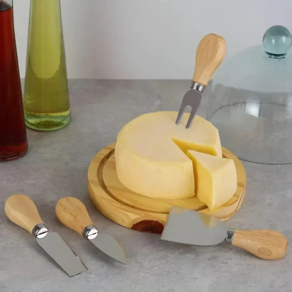 Kit 4 Peças Conjunto Utensílios Para Cortar Queijo Cozinha Madeira