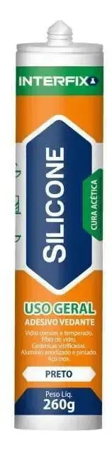 Selante Silicone 260g Acetico Preto Interfix