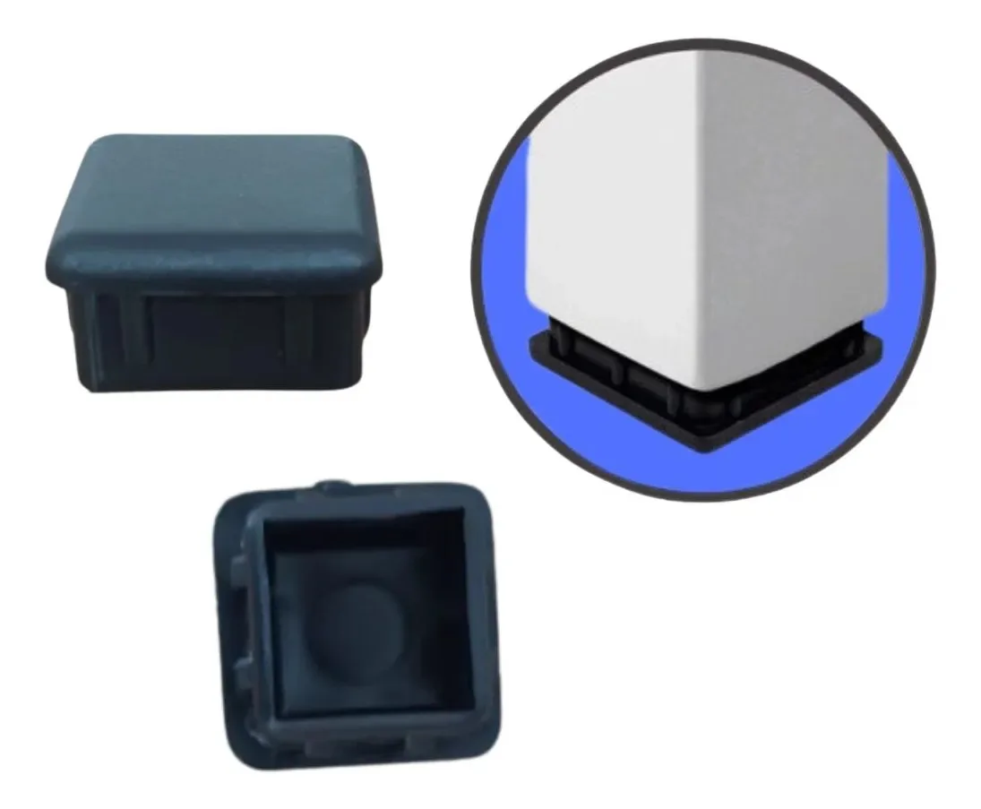 Kit com 100 Ponteiras Antiderrapantes Quadradas 25x25 Suplastine Pretas em Polietileno para Metalon