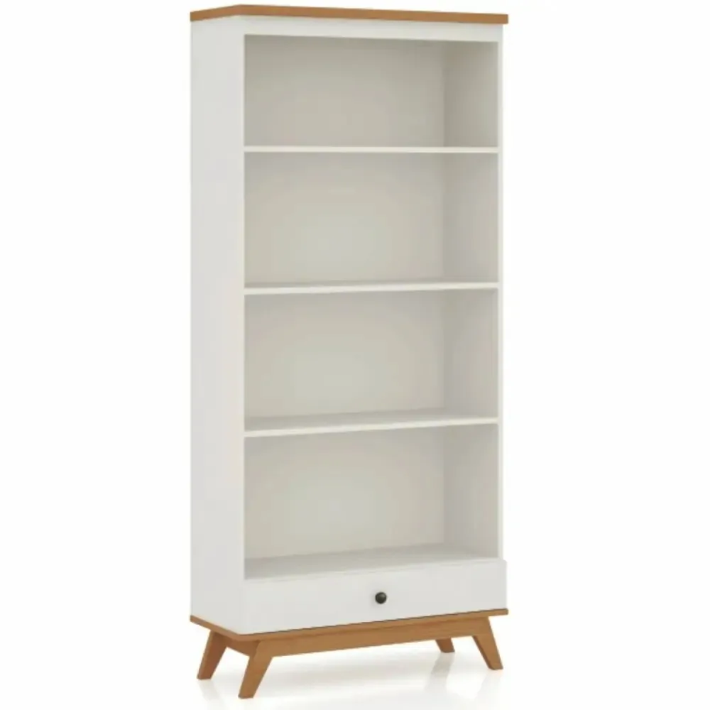 Estante Para Livros 1 Gaveta 100% Mdf C703 Wj Off Branco