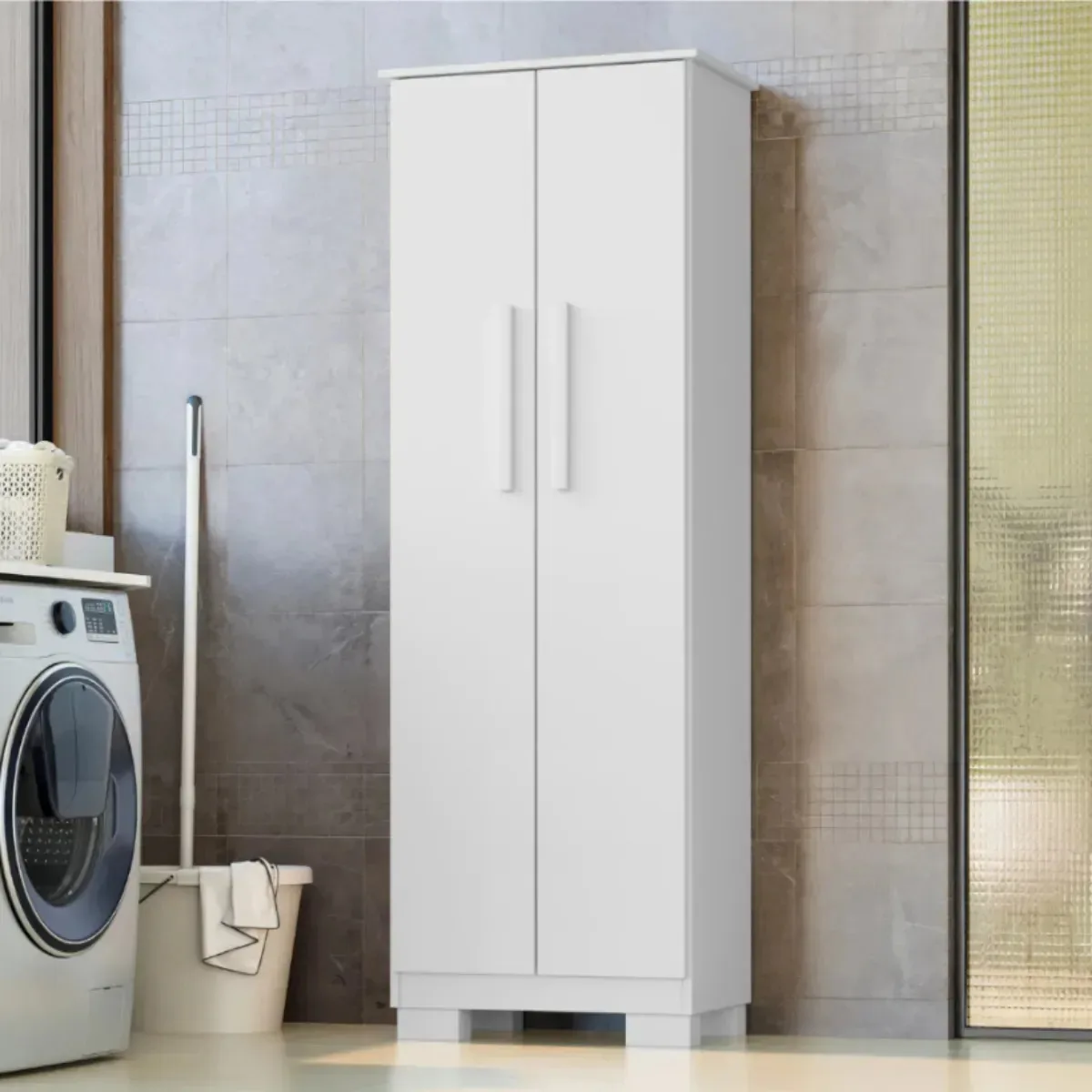 Armário Multiuso Mini Rossini Decor em MDP Branco Compacto para Lavanderia e Áreas Reduzidas