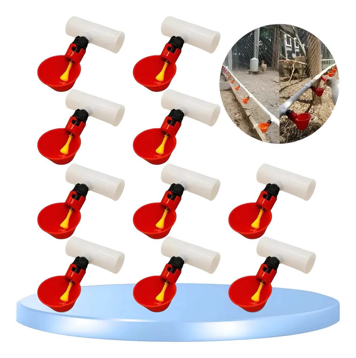 Kit 20 Bebedouros Automáticos Aves Galinha Codorna Conexão T Kit 20 Vermelho
