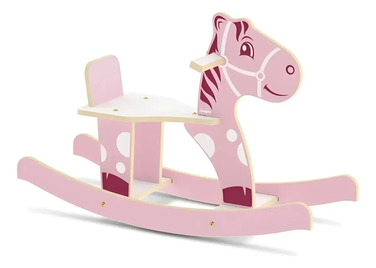 Balanço Madeira Infantil Gangorra Cavalinho Rosa 35kg Junges Rosa