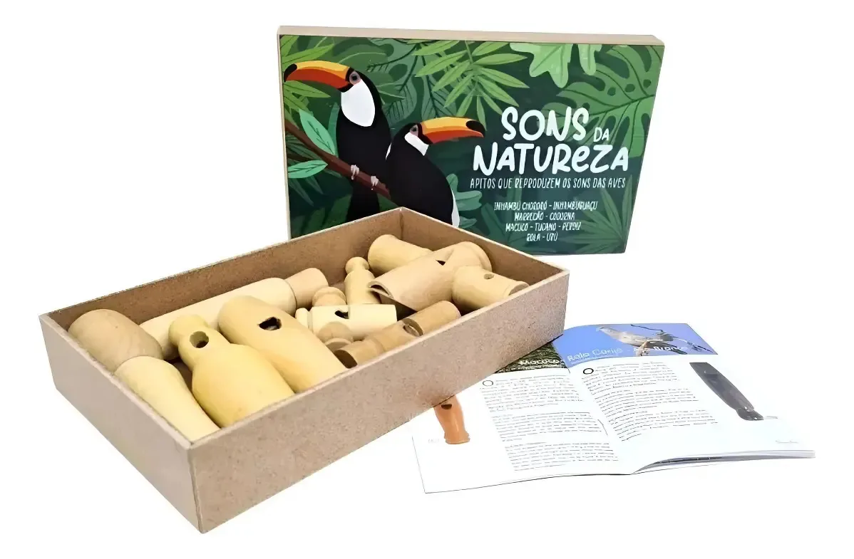 9x Apitos Pio De Passarinho Aves Silvestres Som De Pássaros Marrom
