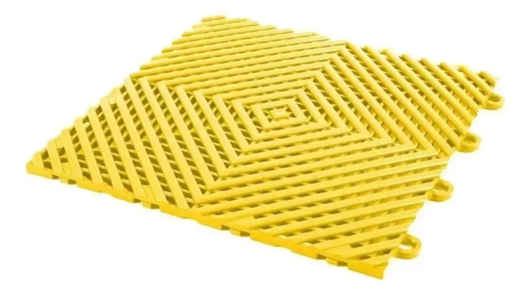 Kit 85 Pçs (9,25m²) Estrado Plástico Modular 33x33 Garagem Amarelo