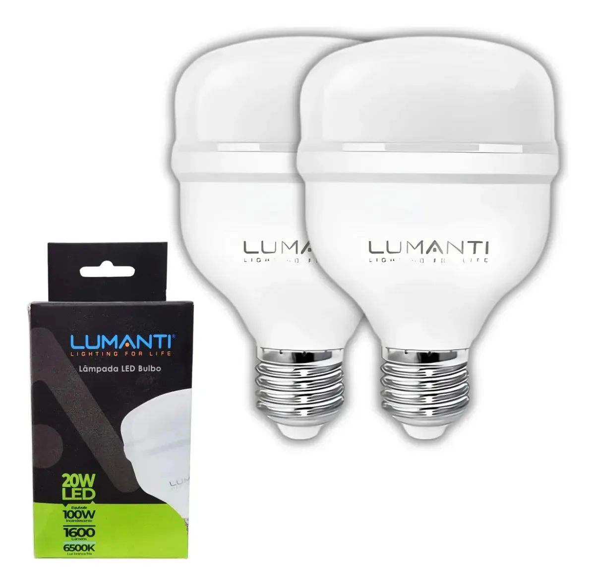 Kit 2 Lâmpada Led 20w Super Branca Iluminação Residencial Branco-frio