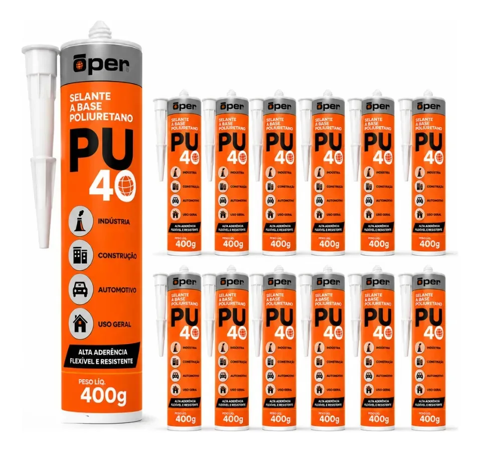 Kit 12 Selantes Pu 40 Poliuretano Adesivo Vedante Cinza Oper