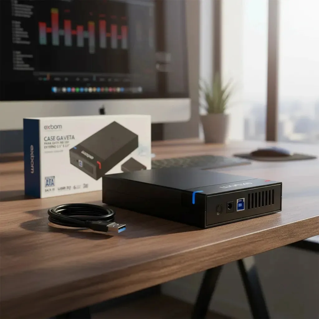 Case Externo Exbom CGHD-G35 para HD Sata III de 3.5 Polegadas Pc Computador Conexão Usb 3.0 Suporta Capacidade até 10TB