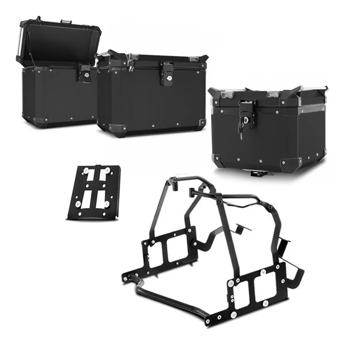 Kit Completo Baús 35/33 Superadventure Bmw F 700 Gs/f 800 Gs Cor Preto