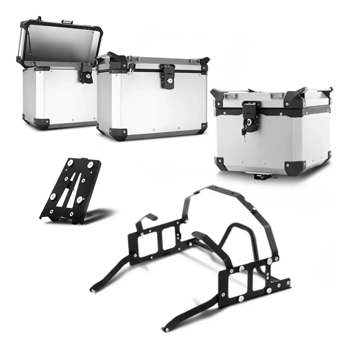 Kit Completo Baús 35/33 Superadventure Suzuki Dl 650 V-strom Alumínio Escovado