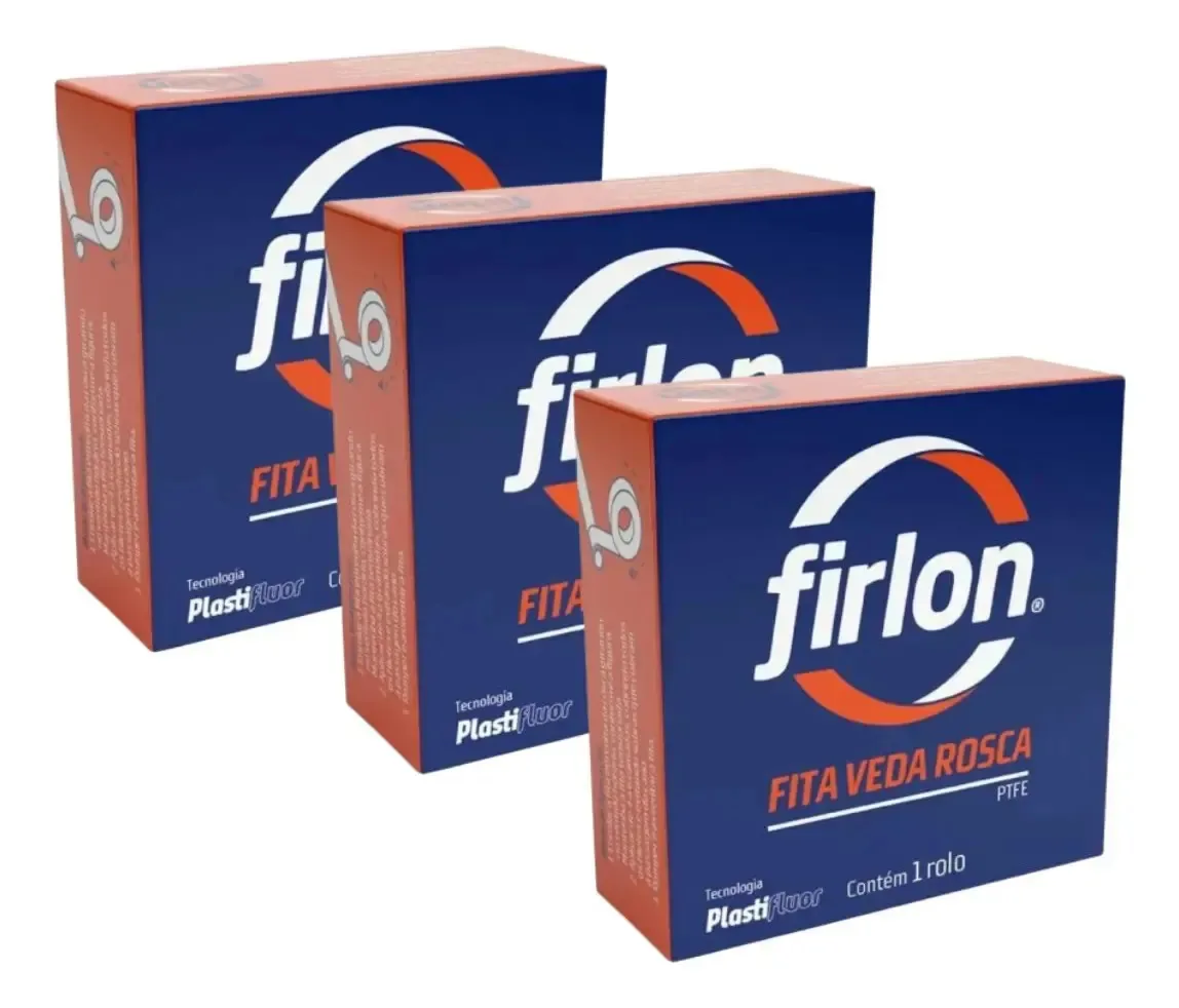Kit 3 Fita Veda Rosca 12mm X 10 Metros Firlon Branco