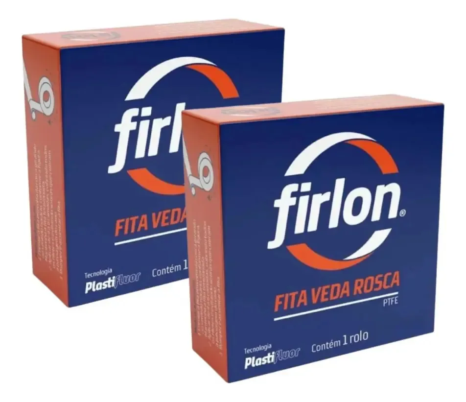Kit 2 Fita Veda Rosca 12mm X 10 Metros Firlon Branco