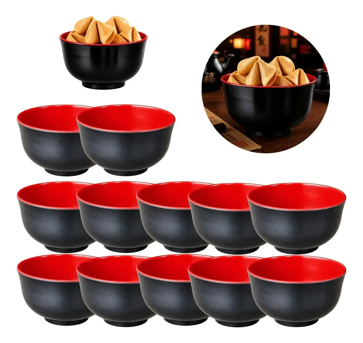 12 Tigelas Bowl Melamina Oriental Restaurante Japones 300ml