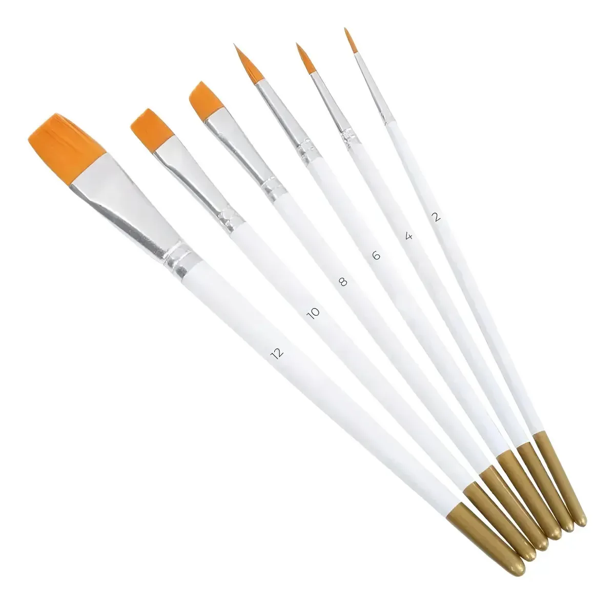 Kit Pincel 6 Peças Branco Infantil Pintura Artística Escolar Branco