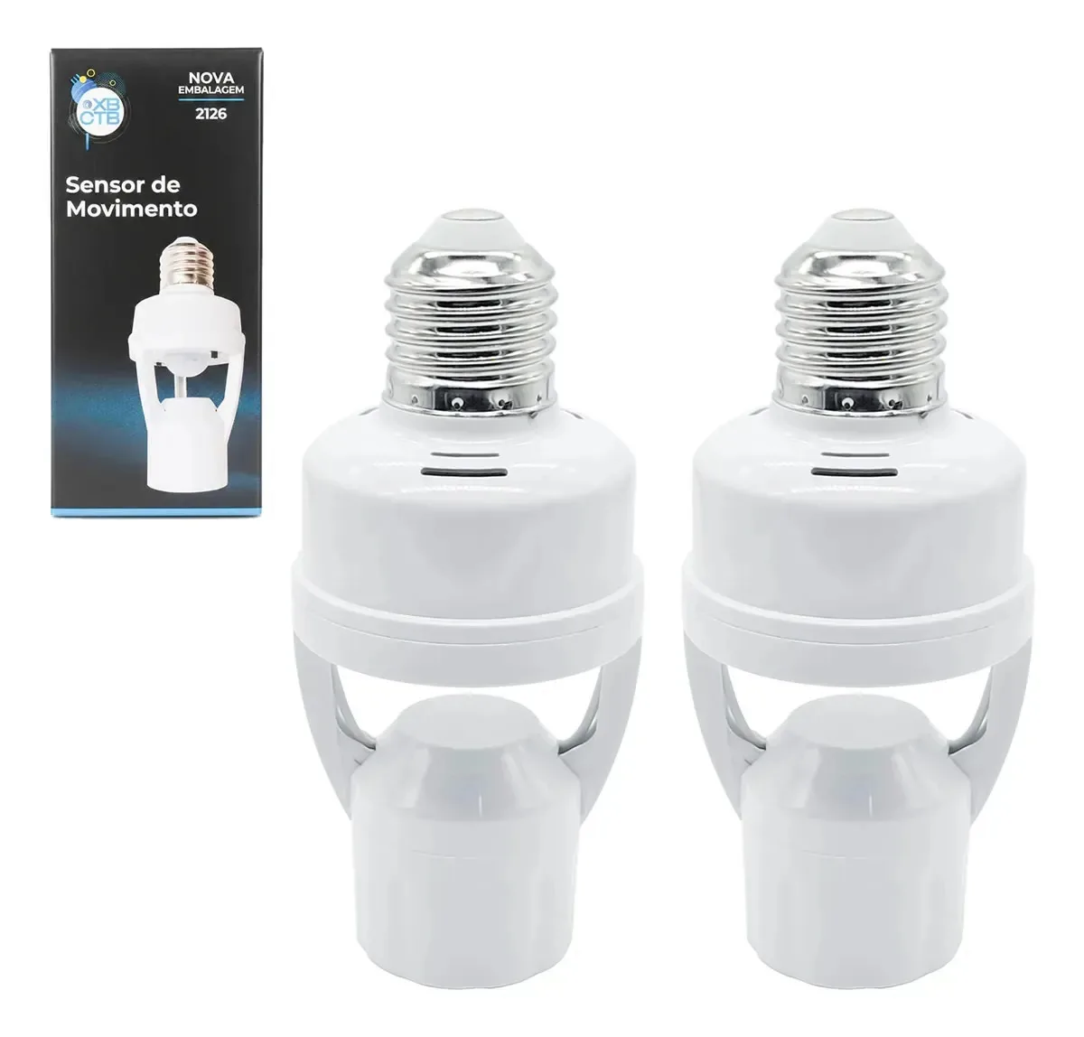 Pack de 2 Sensores de Movimento com Fotocélula 360º para Bocal E27 Branco