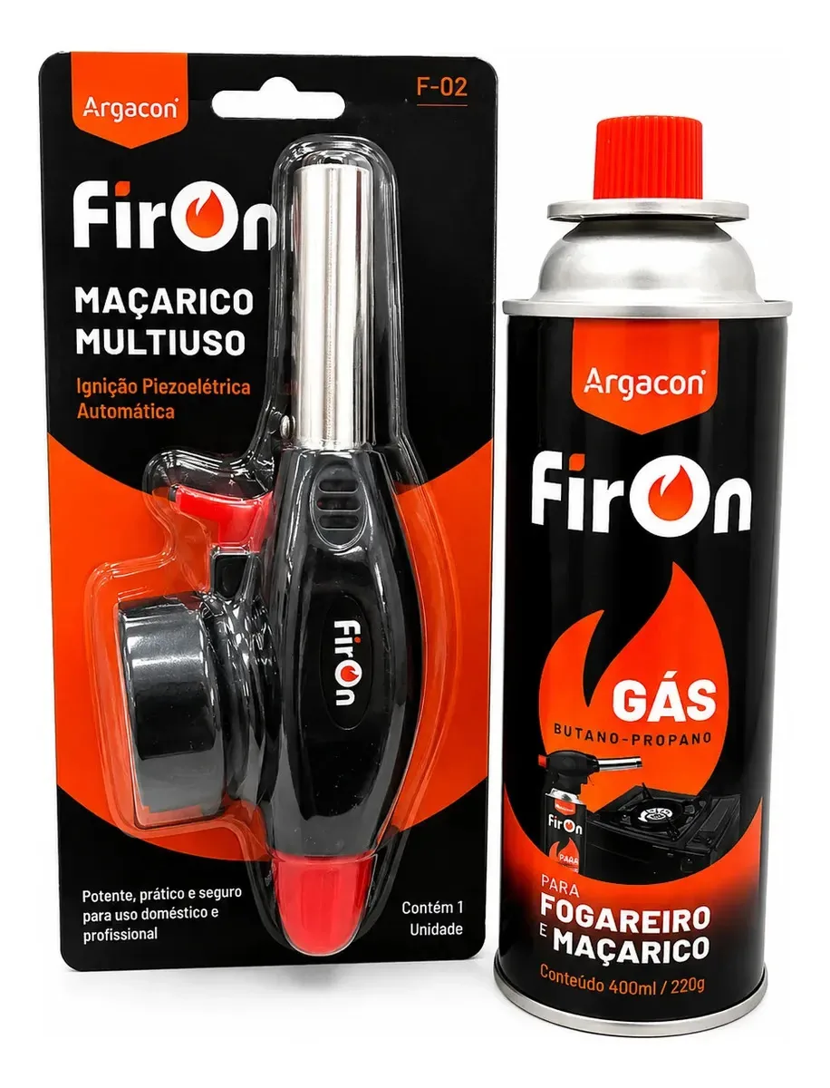 Maçarico Ignição Piezoelétrico Automático C/ Gás Argacon