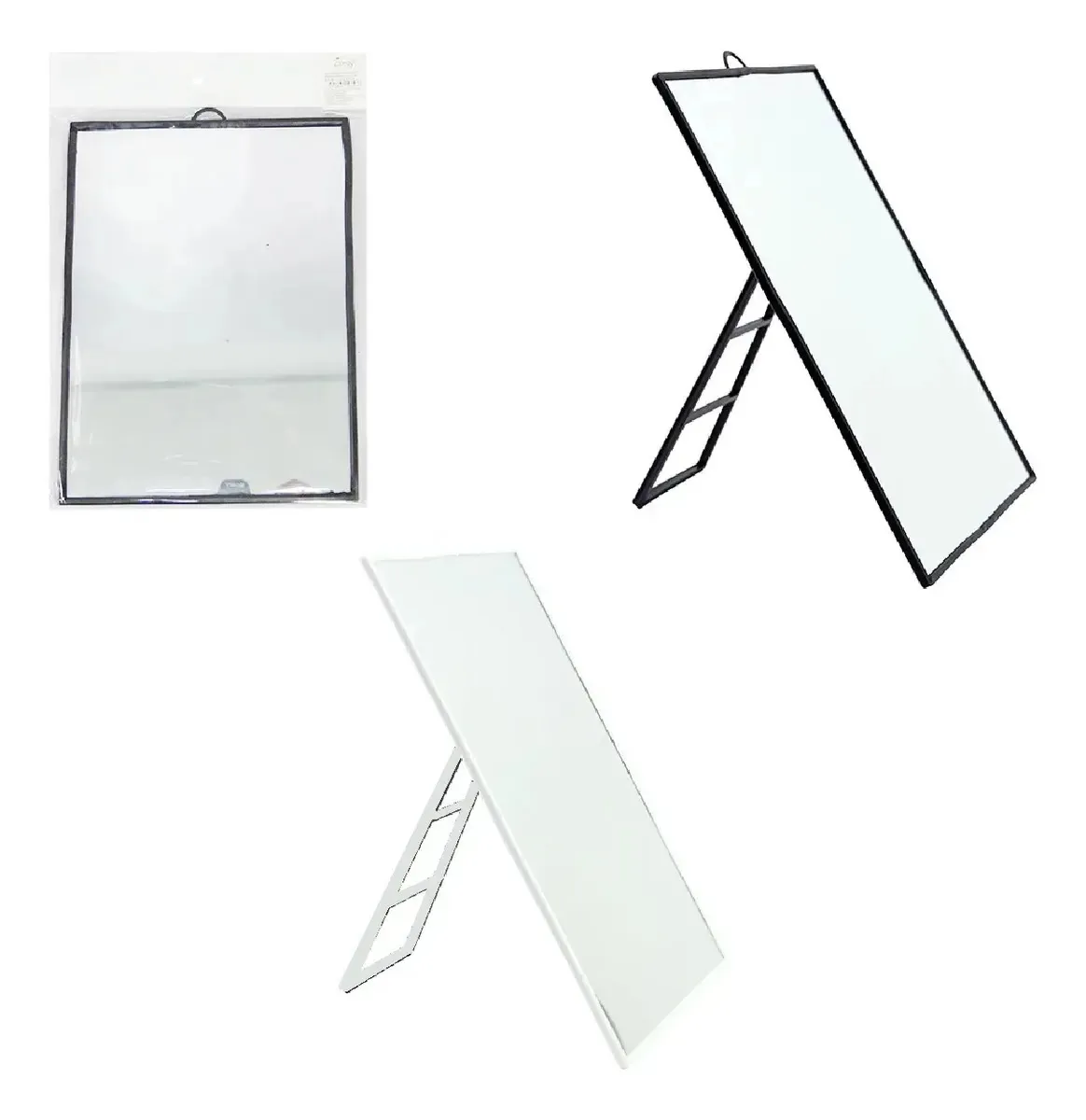 2 Espelhos De Mesa E Parede Retangular Moldura P/ Maquiagem
