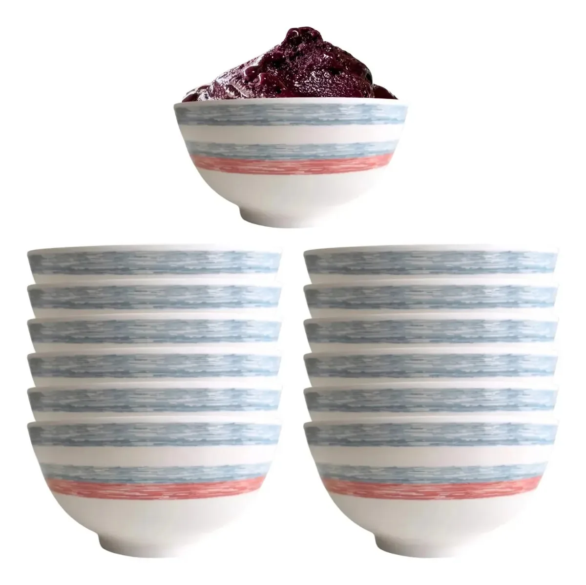 12 Tigelas Bowl Em Melamina Decorado 720ml Para Sobremesas