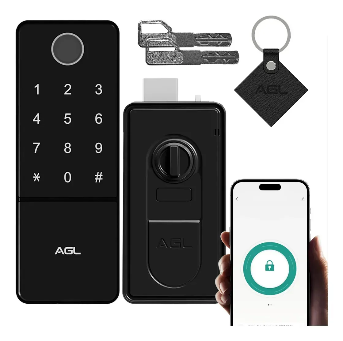 Fechadura Digital Com Biometria Senha App Bt100 Agl Preto