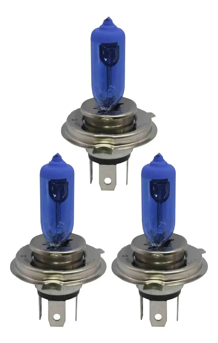 Kit 3 Und Lampada Farol Super Branca H4 Efeito Xenon Tiger