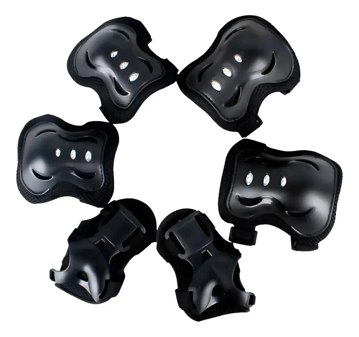Kit De Proteção Infantil Juvenil Esportes Bike Patins Skates Cor Preto