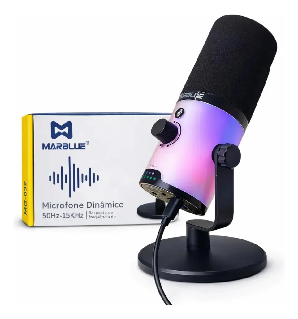 Microfone Gamer Profissional Usb Podcast Streaming Studio Branco