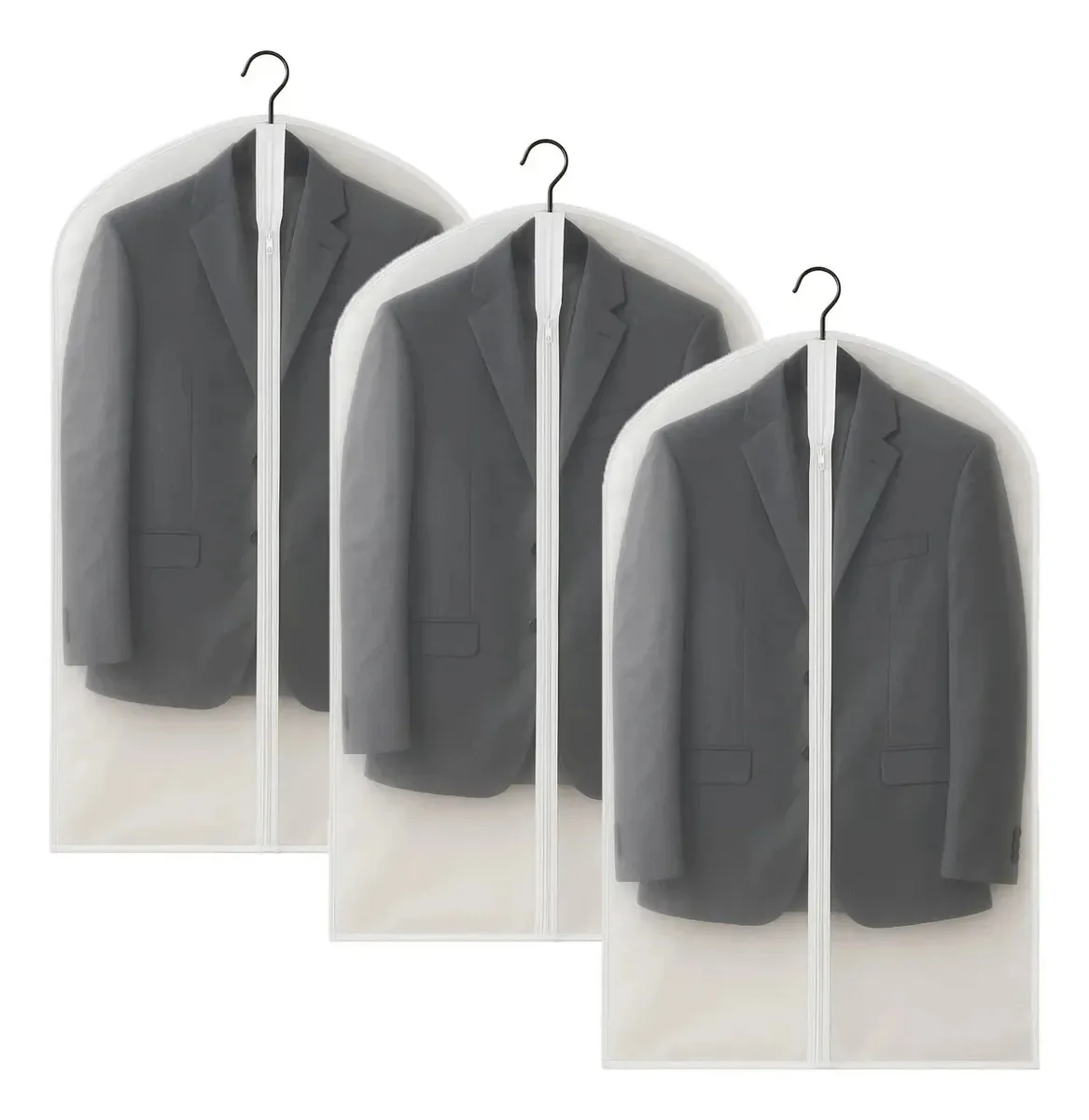Kit 3x Capa Protetora Para Roupa Terno Impermeável 80x60cm Branco