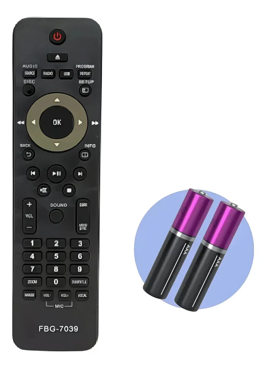 Controle Remoto Compatível Com Home Theater Philips Fbg-7039 Preto