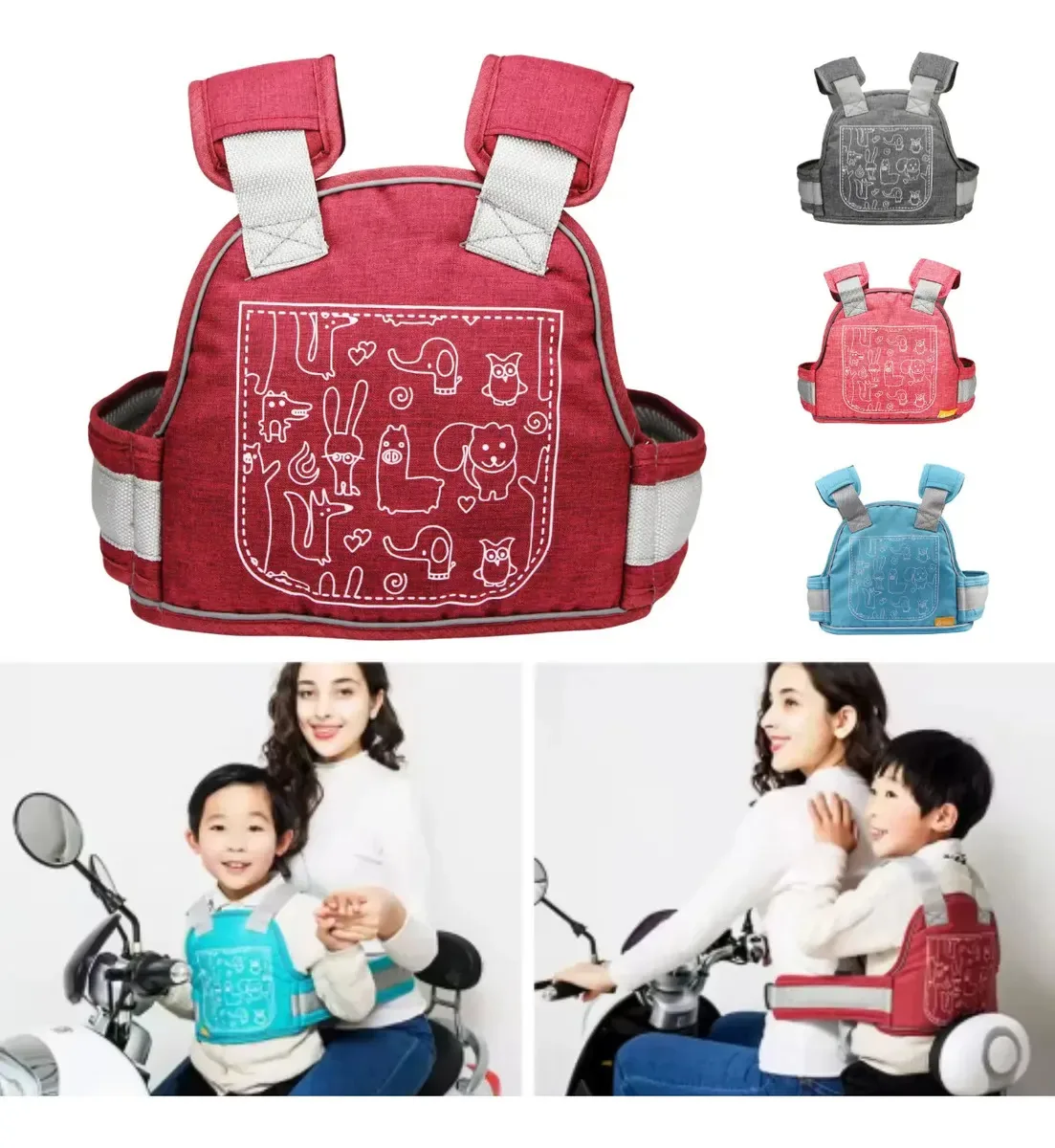 Cinto De Segurança Para Crianças De Motocicleta/bicicleta/ar Cor Vermelho