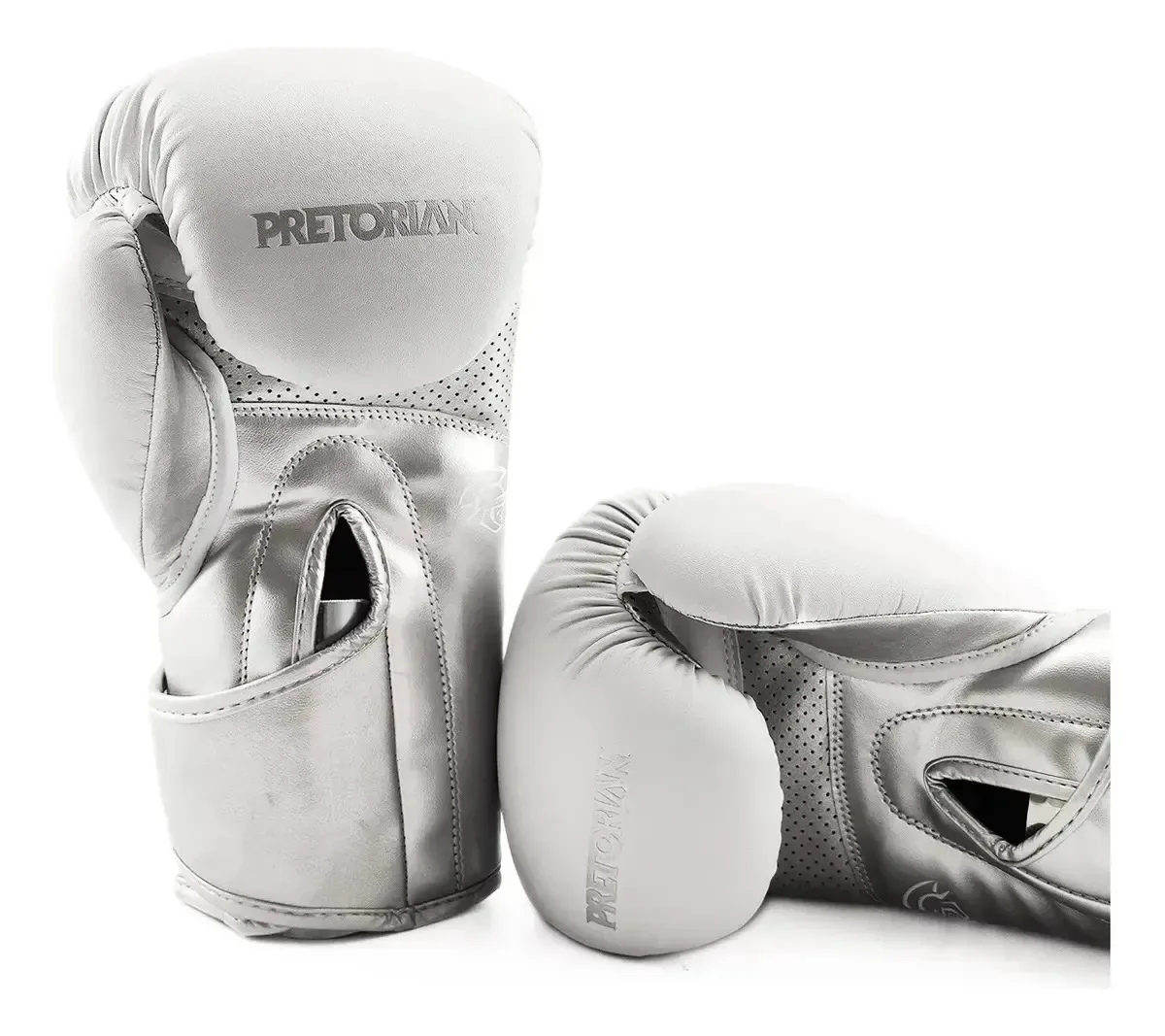 Kit Boxe E Muaythai Pretorian Luva Elite + Bandagens Cor Prata Tamanho 12oz