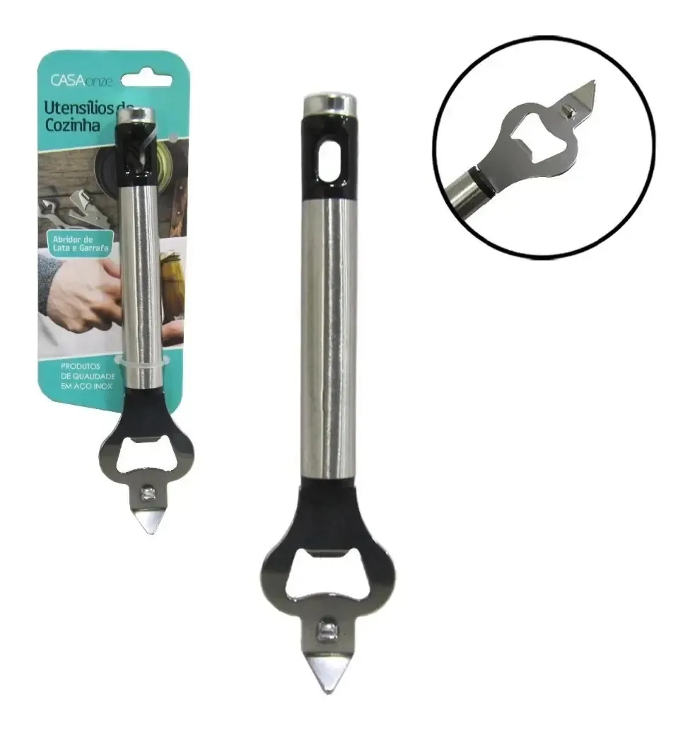 Abridor De Lata/garrafa Casa Onze 18cm Inox Yaha